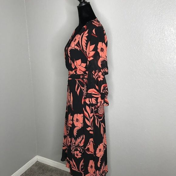 Lulus Highlight of my Life Orange and Black Floral Print Wrap Dress Size Small - Picture 8 of 14